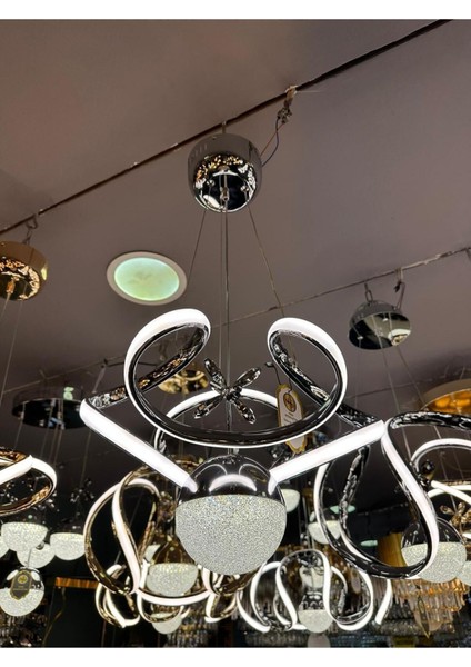 Darius 3 Renk Gümüş ( Sarı Beyaz ve Gün Işığı ) Lu x ury LED Kristal Taşlı Avize Concept fırsatları