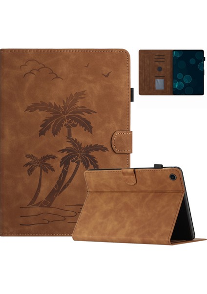 Lenovo Tab M10 Plus 10.6 3. Nesil Için Hindistan Cevizi Ağacı Pu Kılıf (Yurt Dışından)