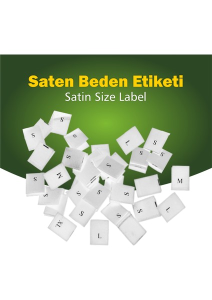 Giyim Etiketi / XS Beden Beyaz Renk Saten Kumaş Orta Katlama - 100 Adet