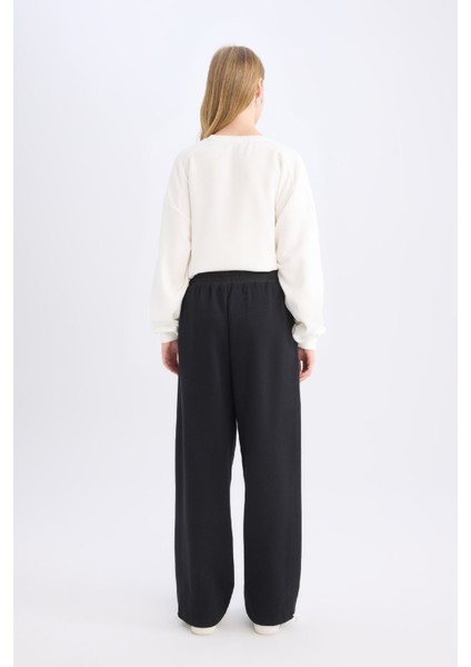 Coool Beli Lastikli Wide Leg Geniş Bol Paça Eşofman Altı Beli Ayarlanabilir Lastikli Yan Şeritli E0163AX24WN