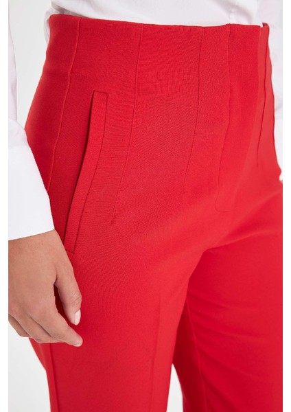 Crop Klasik Pantolon Carrot Fit Fermuarlı Yüksek Bel Basic Düz Dar Paça C2466AX24AU