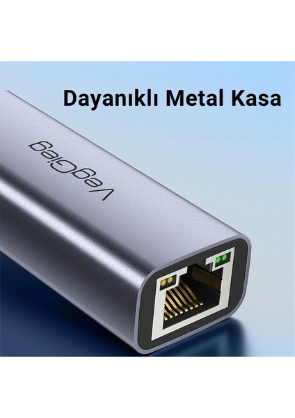 Type-C 1000MBPS Gigabit Ethernet Adaptörü Pc, Mac, Konsol, Tv Box Uyumlu