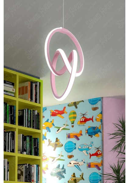 Serenat Pembe Modern Beyaz Ledli Avize Genç Çocuk Odası Avizesi