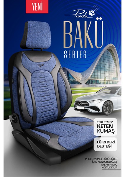 Panda Bakü Serısı Keten Kumaş Oto Koltuk Kılıfı - Tam Set fiyatları