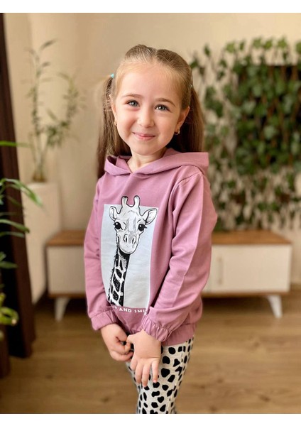 Krn Moda Kapşonlu Zürafa Kız Eşofman Takımı