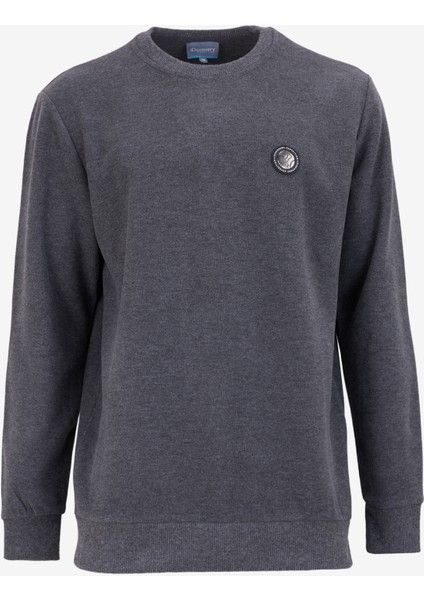 Antrasit Melanj Erkek Bisiklet Yaka Relaxed Sweatshirt D4WM-SWT3931