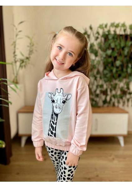 Krn Moda Kapşonlu Zürafa Kız Eşofman Takımı