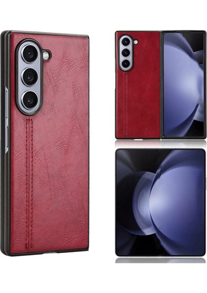 Samsung Galaxy Z Fold 6 5g Sığır Derisi Doku Deri + Pc Telefon Kapağı (Yurt Dışından)