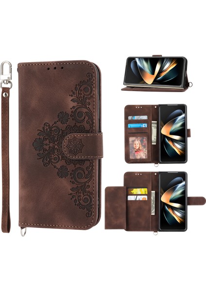 Samsung Galaxy Z Fold 6 5g Deri Çoklu Kart Yuvaları 2 Askılı Telefon Kılıfı (Yurt Dışından)