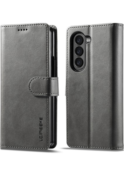 Samsung Galaxy Z Fold 6 5g Buzağı Dokusu Manyetik Toka Standlı Telefon Kapağı (Yurt Dışından)