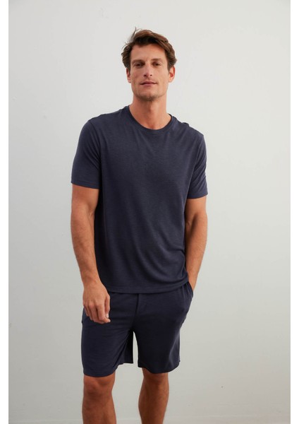 Erkek Flamlı Modal Kısa Kollu T-Shirt