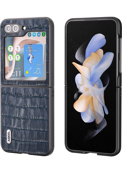 Samsung Galaxy Z Flip6 5g Hakiki Inek Derisi + Pc Telefon Kapağı Timsah Dokusu Anti-Damla Kılıf (Yurt Dışından)