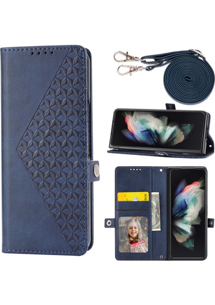 Samsung Galaxy Z Fold 6 5g Cüzdan Buzağı Dokusu Pu Deri Telefon Kılıfı Askılı (Yurt Dışından)