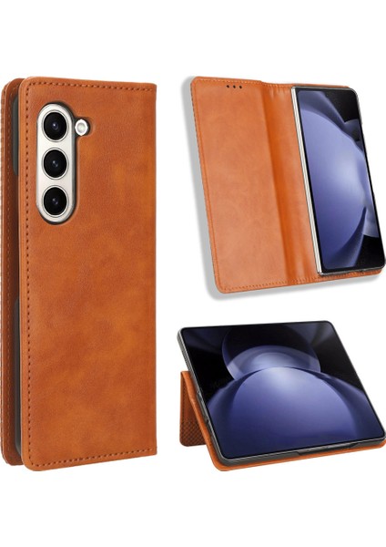 Samsung Galaxy Z Fold 6 5g Pu Deri Retro Telefon Standı Kapağı (Yurt Dışından)
