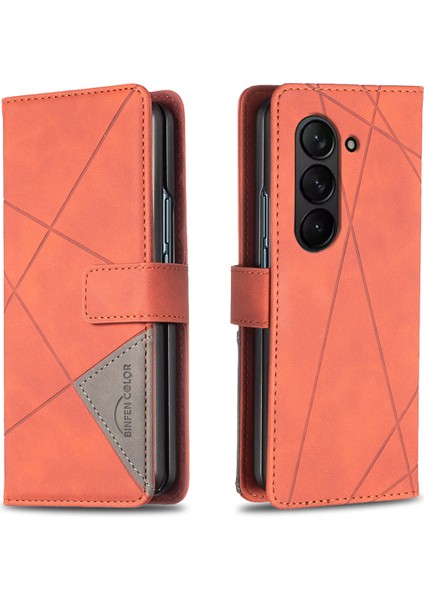 Samsung Galaxy Z Fold 6 5g Pu Deri Geometrik Telefon Kılıfı (Yurt Dışından)