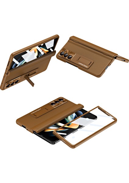 Samsung Galaxy Z Fold 6 5g Kickstand Kapak Pu Deri + Pc Telefon Kılıfı (Yurt Dışından)