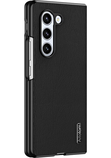 Samsung Galaxy Z Fold 6 5g Ahşap Dokulu Deri+Pc+Tpu Hibrit Telefon Kılıfı (Yurt Dışından)