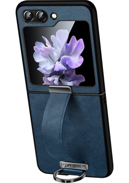 Samsung Galaxy Z Flip6 5g Bileklik Kickstand Deri + Pc Telefon Kapağı (Yurt Dışından)