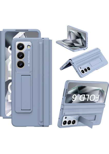 Samsung Galaxy Z Fold 6 5g Menteşe Deri + Pc Kickstand Telefon Kılıfı (Yurt Dışından)