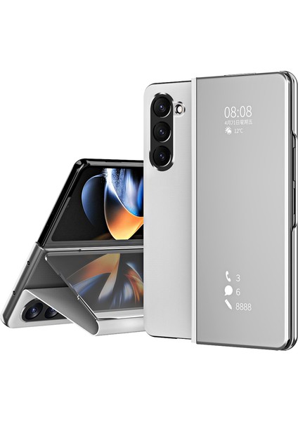 Samsung Galaxy Z Fold 6 5g Galvanik Görünüm Penceresi Standı Deri Telefon Kapağı (Yurt Dışından)