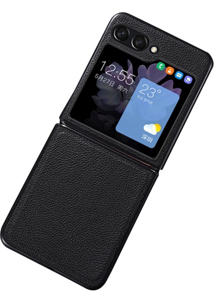 Samsung Galaxy Z Flip6 5g Sığır Derisi Deri + Pc Katlanır Telefon Kapağı (Yurt Dışından)