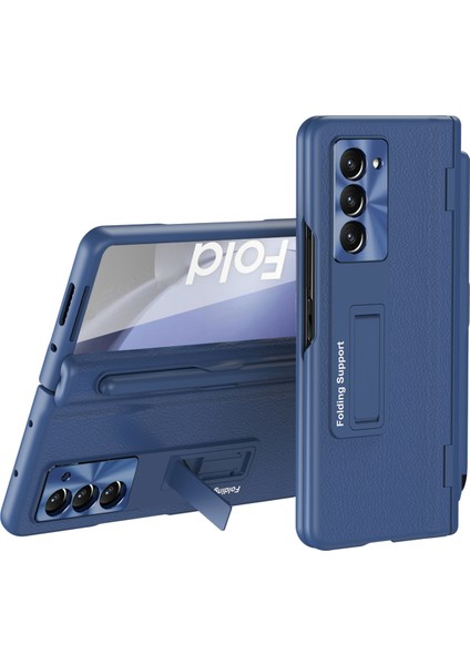 Samsung Galaxy Z Fold 6 5g Kickstand Deri+Pc Telefon Kılıfı ve Stylus Kalem (Yurt Dışından)