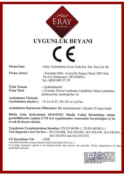 Eray Aydınlatma 2002-3 Eskitme LED Avize