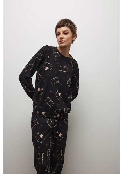 Kadın Pamuklu Uzun Pijama Takımı