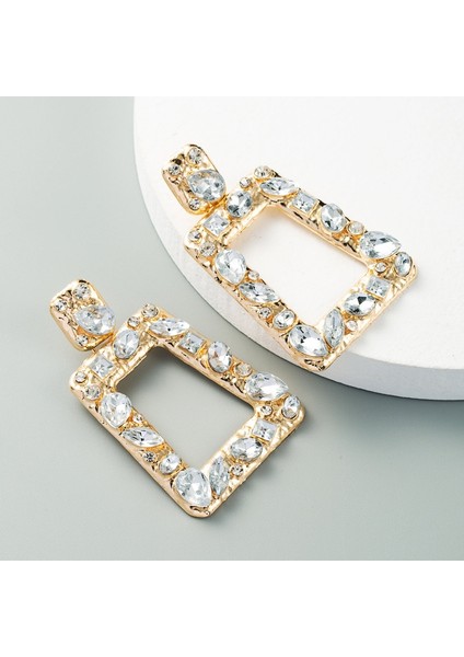 2 Pairs Alaşım Kakma Renk Rhinestone Küpe (White) (Yurt Dışından)