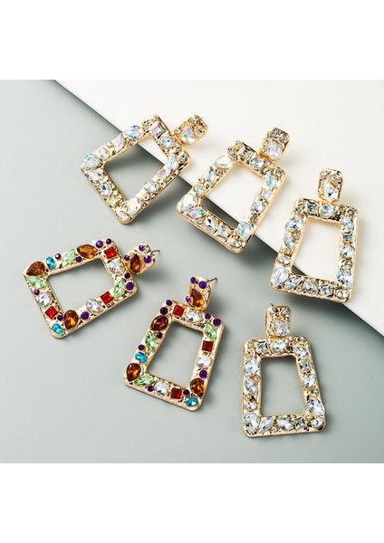 2 Pairs Alaşım Kakma Renk Rhinestone Küpe (White) (Yurt Dışından) fiyatları