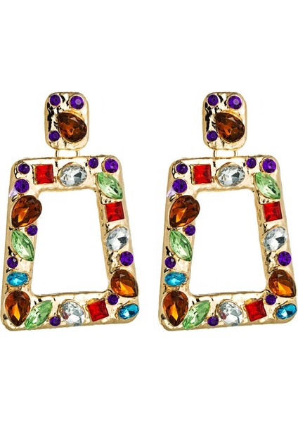 2 Pairs Alaşım Kakma Renk Rhinestone Küpe (Color) (Yurt Dışından) fırsatları