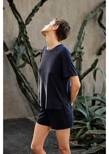 Kadın Flamlı Modal Kısa Kollu T-Shirt fiyatları