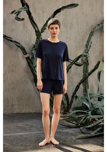 Kadın Flamlı Modal Kısa Kollu T-Shirt modelleri