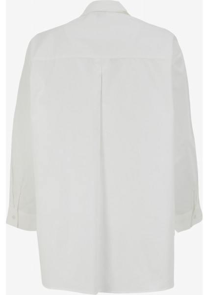 Oversize Gömlek Yaka Taşlı Beyaz Kadın Gömlek F4WL-GML0383 fiyatları