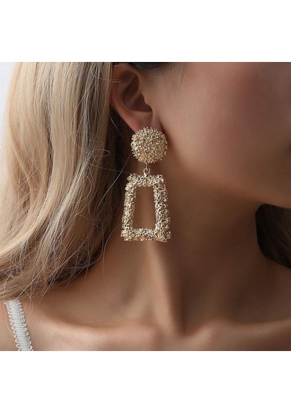 Exaggerated Scrub Geometric Earrings (Red) (Yurt Dışından) fiyatları
