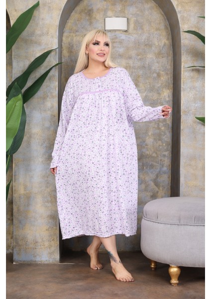 Büyük Beden Kışlık Şardonlu Pamuklu Anne Gecelik (120 Kiloya Kadar Uygundur) fiyatları