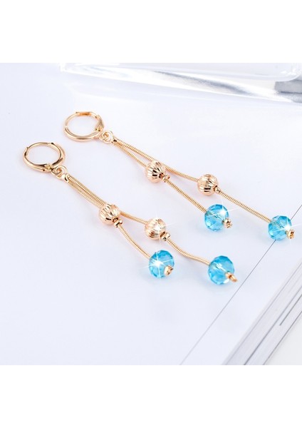 Bayanlar Uzun Püskül Kristal Küpe (Blue) (Yurt Dışından) fiyatları