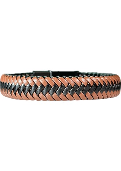 Özel Tasarım Kahverengi Siyaha Örgü Deri Bileklik fiyatları