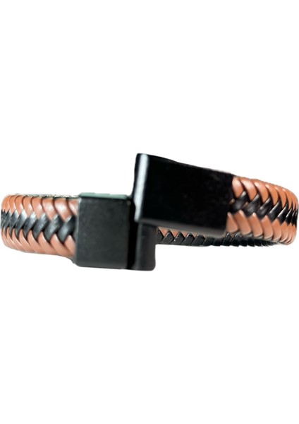 Özel Tasarım Kahverengi Siyaha Örgü Deri Bileklik fırsatları