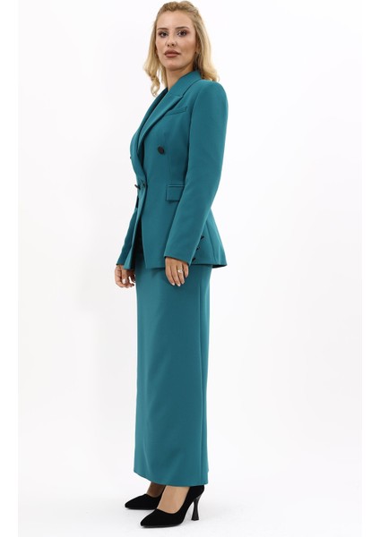 Erkek Yaka Çapraz Ceket & Uzun Düz Dar Etek-Petrol fiyatları