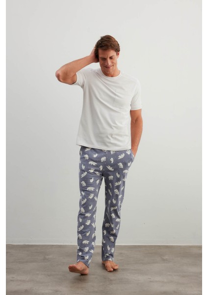Erkek Pamuklu Kısa Kollu Cepli Pijama Üstü