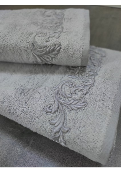 2'li Bambu Çeyizlik Havlu Seti - Yumuşak & Yüksek Su Emici - Çiçekli Banyo Havlusu - Tivoli Cloé - Gri fiyatları