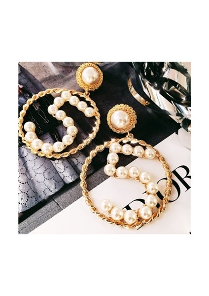 Kişilik Sayı 5 Inci Küpe (Gold) (Yurt Dışından)