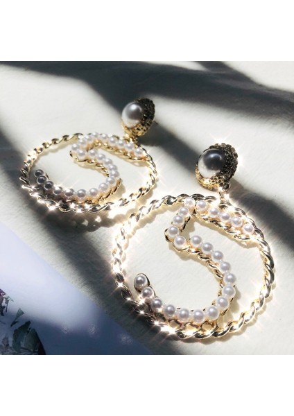 Kişilik Sayı 5 Inci Küpe (Gold) (Yurt Dışından) indirimleri