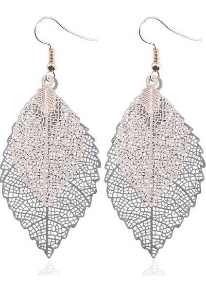 Double-Layered Leaves T Earrings (Pink) (Yurt Dışından) fırsatları