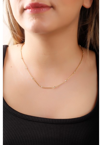 925 Ayar Gümüş,gold Kaplamalı ,zirkon Taşlı Şarnel Kolye fiyatları