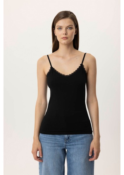 2'li Ekonomik Paket 1205 Daisy Pamuklu Ince Askılı Dantelli Atlet