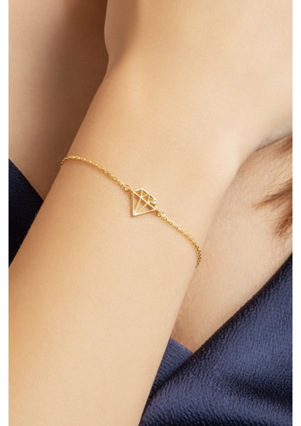 Elmas Ikonlu 18 Ayar Sarı Altın Kaplama 19 cm Gümüş Bileklik fırsatları