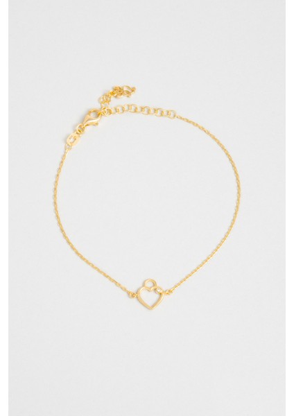 Ilk Aşk 18 Ayar Sarı Altın Kaplama 19 cm Gümüş Bileklik