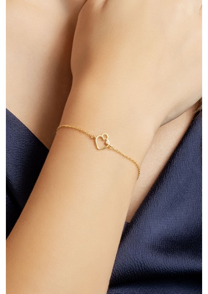 Ilk Aşk 18 Ayar Sarı Altın Kaplama 19 cm Gümüş Bileklik fırsatları